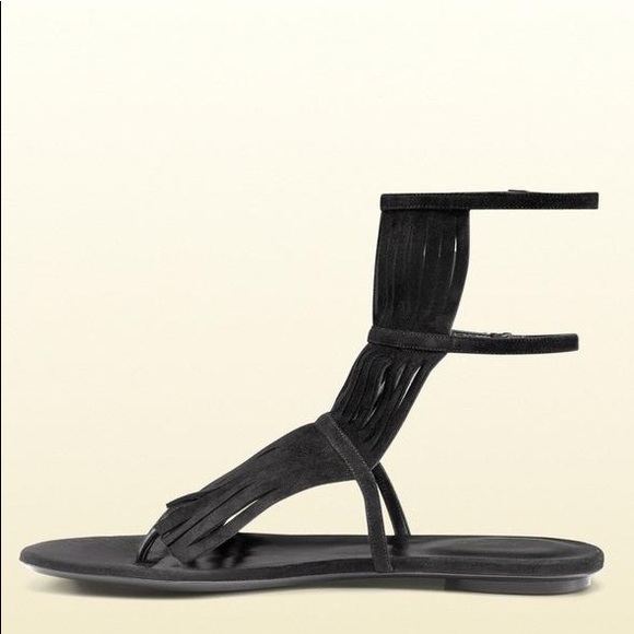 Gucci suede fringe sandals 6 - Picture 2 of 10